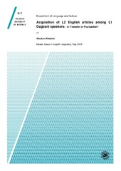 Acquisition Of L2 English Articles Among L1