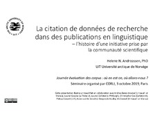 Munin La Citation De Donnees De Recherche Dans Des Publications En Linguistique L Histoire D Une Initiative Prise Par La Communaute Scientifique